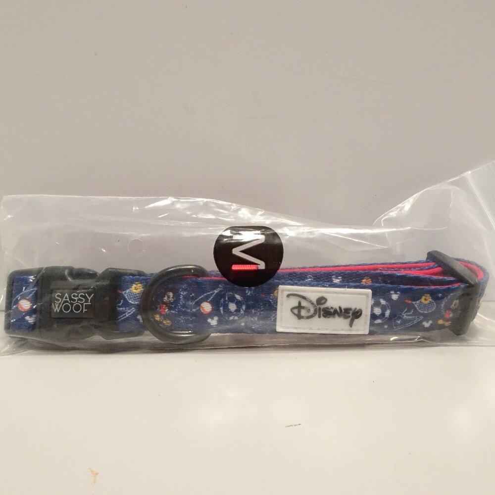 NEW Sassy Woof MEDIUM Mickey Adjustable Dog Collar Sports Theme Tennis Baseball